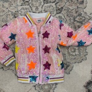 Lola + The Boys Pink Sequin Star Jacket
